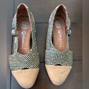 Jeffrey Campbell Black and Tan Herringbone Mary Jane Flats